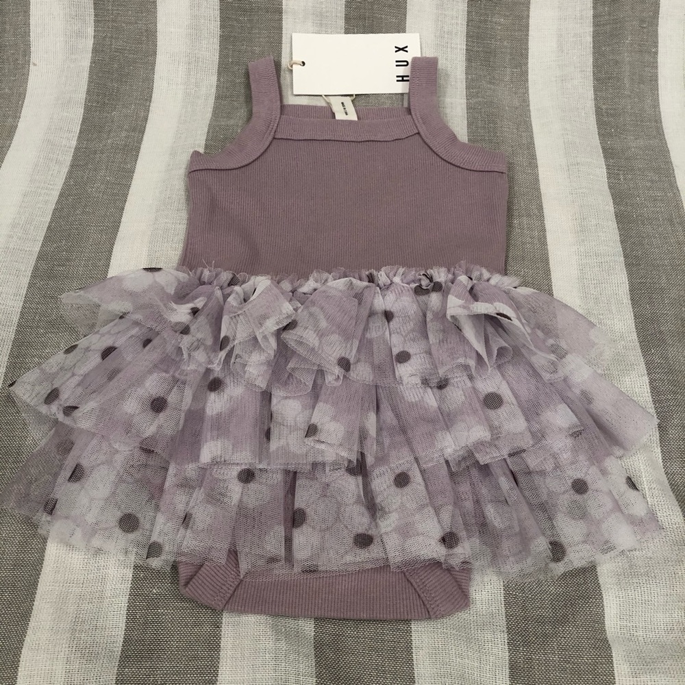 Hux lilac floral tutu sleeveless baby dress